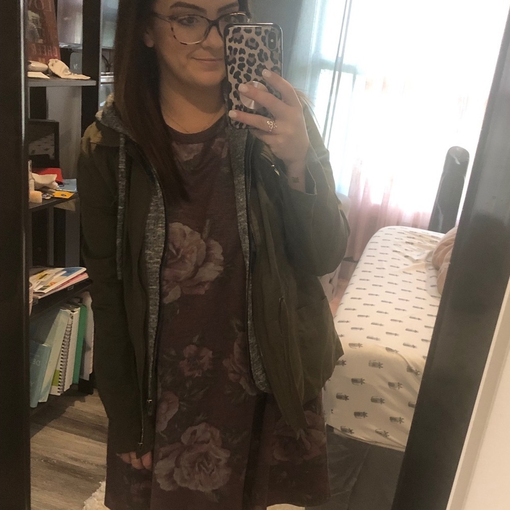 Olive utility jacket with hood
